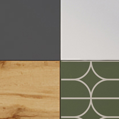 Белый шелк / Темно-серый / Дуб Вотан / Овалы